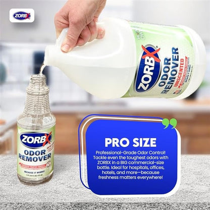 ZORBX Unscented Odor Eliminator Spray 128 Oz, 1 Gallon - Used in Hospitals &amp; Healthcare Facilities - Advanced Trusted Odor Remover Formula - All-Purpose Deodorizer for Dog, Cat, Home, Carpet &amp; Car