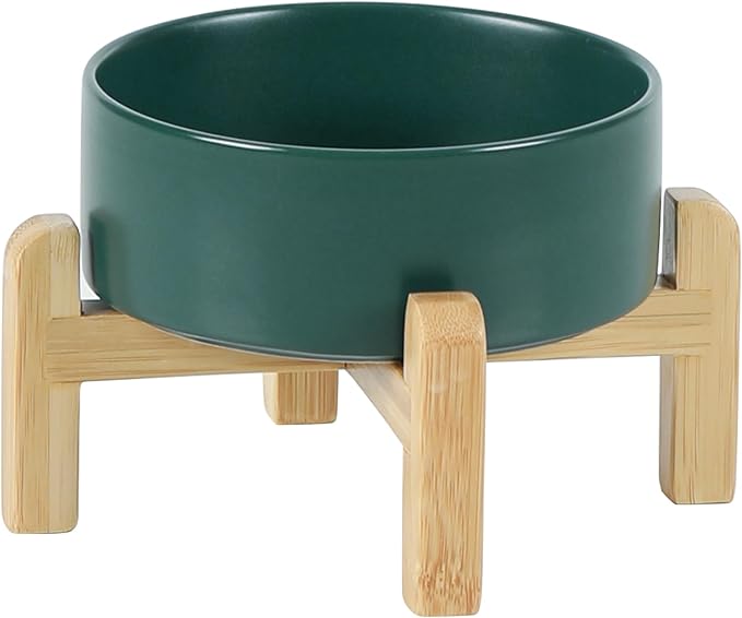 Ceramic Raised Dog and Cat Bowl Set, 2 Heights Elevated Stand, Food and Water Bowl for Small Breed Dogs, Cats, Kitty, Weighted Dog Dishes, Pet Bowls(5.1&