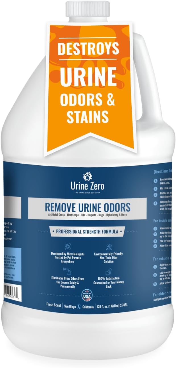 Pet Odor Eliminator – Ready-to-Use 1 Gallon | Powerful Bio-Enzyme Cleaner for Dog &amp; Cat Urine Smell on Artificial Grass, Carpet, Tile, Rugs &amp; More | Pet &amp; Kid Safe