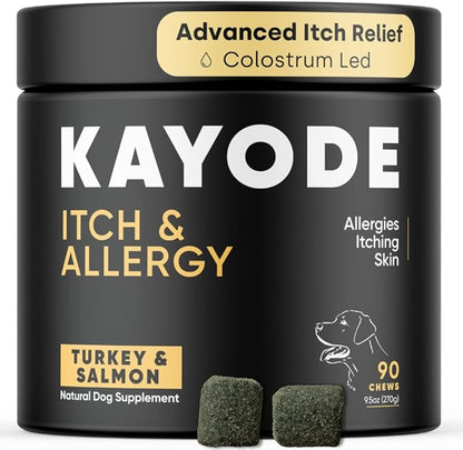 Kayode Itch &amp; Allergy - Natural Dog Allergy Chews with Advanced Itch Relief. Premium Colostrum &amp; Bee Pollen for Dog Allergies. Natural Alternative to Allergy Medicine