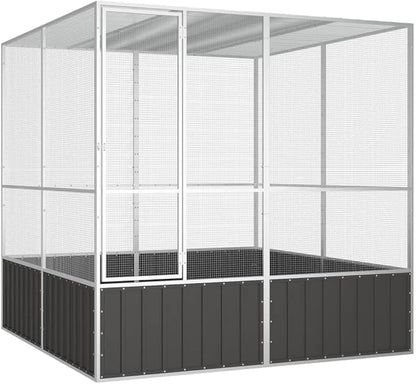 Steel Bird Cage, Large Flight King Bird Cage for Cockatiels African Grey Quaker Amazon Sun Parakeets Green Cheek Conures Pigeons Parrot Bird Cage Birdcage, Anthracite 84.1"x85.6"x83.3"