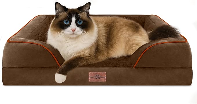 Comfort Expression Small Dog Beds Waterproof Cat Beds Orthopedic Foam Sofa Beds for Small Dogs Comfy Pet Bed with Washable Removable Cover &amp; Non-Slip Bottom(XX-Small,Chocolate Brown)