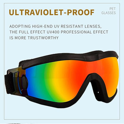 Medium Dog Sunglasses with Adjustable Strap UV Protection, Winproof Puppy Sunglasses, Suitable for Dogs Eyes Protection，Soft Dog Goggles
