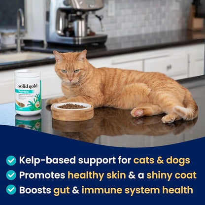 Solid Gold Cat &amp; Dog Multivitamin Powder - Kelp Powder, Omega 3 &amp; Vitamins for Dental, Digestive, Immune, Skin &amp; Coat Health - Multi Vitamin for Dogs &amp; Cats - Cat &amp; Dog Food Additive Supplement - 1lb