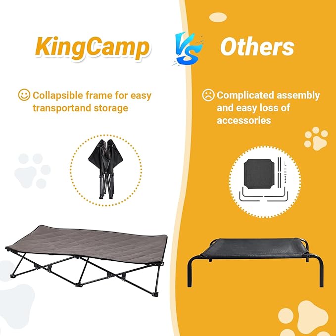 KingCamp Elevated Dog Bed for XL Dogs, Outdoor Raised Cooling Pet Cot Bed with Washable Breathable Mesh &amp; No-Slip Feet Perfect for Camping, Backyard, Indoor Use (X-Large, Black)