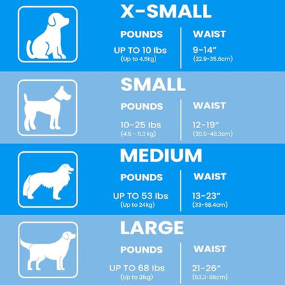 BV Dog Diapers Male Medium (Waist 13-23in) Super Absorbent - 50 Count Disposable - Doggie Diapers with Wetness Indicator - Adjustable Male Dog Wraps - Ideal for Incontinence/Training