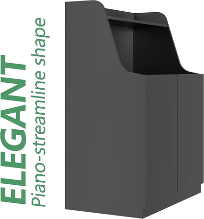 Large/Tall Litter Box Enclosure, Modern Wooden Litter Box Furniture for XL Litterbox with Open Shelf as Sideboard Cabinet (Black)