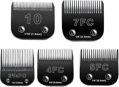 10 Blades Dog Grooming Blades Compatible with Andis/Oster A5/Wahl KM-10 Series Dog Clippers,Detachable Clipper Replacement Blade,Black (5PCS Black-