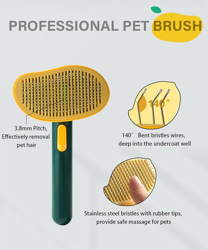 Self-Cleaning Dog &amp; Cat Slicker Brush, Skin Friendly Deshedding Grooming Tool for Long or Short Haired Dogs Cats Rabbits, Dog Shedding Brush with Release Button - Mango