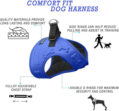Comfort Fit Dog Harness No Pull with Adjustable Buckles Soft Padded Reflective Choke Step-in Pet Vest with Easy Control Handle for Small Medium Large Dogs &amp; Puppies for Walking Running Training