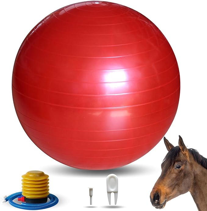 17-Inch Equine Ball for Play &amp; Training - Anti-Burst, Mega Horse Soccer Ball for Goat, Donkey
