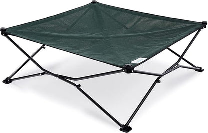 Coolaroo On-The-Go Elevated Dog Bed - Foldable Pop-Up Travel Dog Bed with Breathable, Moisture-Resistant Fabric, Carry Bag Included, Lightweight &amp; Portable, Brunswick Green, Extra Large