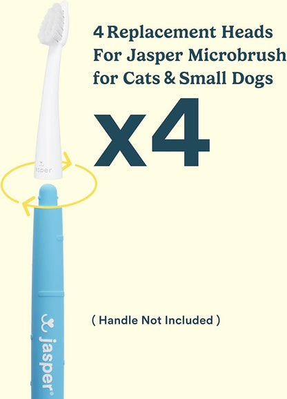 Jasper Microbrush Cat Toothbrush, Soft-Bristled Toothbrush Kit for Felines &amp; Small Dogs, Non-Slip Handle with 2 Replaceable Brush Heads, Use with Cat Toothpaste (Microbrush, Brush Heads Only)