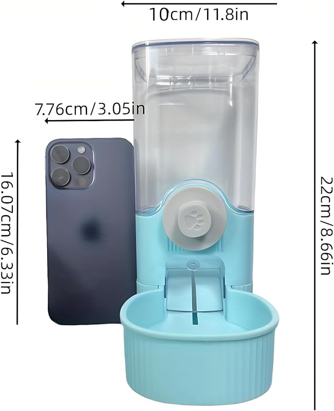 GPY Automatic Hanging Gravity Pet Feeder and Water Dispenser Set ，Automatic Dog Feeder and Dog Water Dispenser for Dogs Cats Pets Animals Large Capacity (Blue Water Feeder&amp;Food Feeder) (Blue)