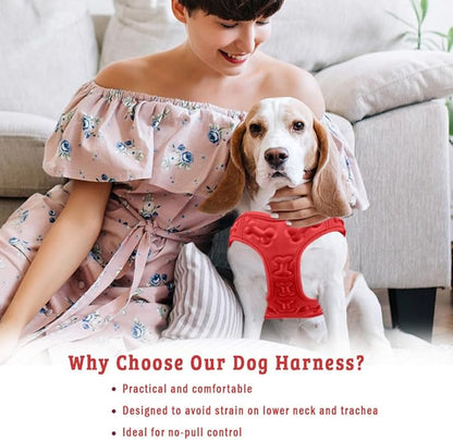 Comfort Fit Dog Harness No Pull No Escape Harness Adjustable Buckles Soft Padded Reflective Choke Step in Dog Vest with Easy Control Handle for Small Medium Large Dogs &amp; Puppies