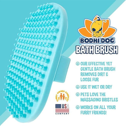 Bodhi Dog Shampoo Brush - Pet Grooming &amp; Bath Supplies for Dogs and Cats - Bath Brush for Long &amp; Short Hair - Premium Scrubber for Shower, Bathing &amp; Massage (One Pack, Aqua)
