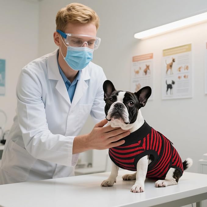 Kuoser Recovery Suit for Dogs Cats After Surgery, Professional Pet Recovery Shirt Dog Abdominal Wounds Bandages, Substitute E-Collar &amp; Cone,Prevent Licking Dog Onesies Pet Surgery Recovery Suit