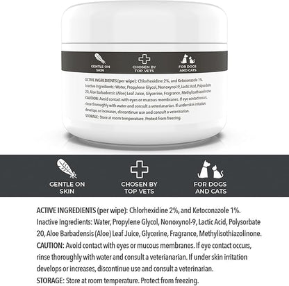 Smiling Paws Pets - Antibacterial &amp; Antifungal Wipes for Dogs &amp; Cats (with Chlorhexidine &amp; Ketoconazole)