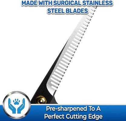 PET MAGASIN Dog Grooming Scissors Straight Thinning Yellow Stainless Steel Professional Grooming Shears for Dogs and Pets