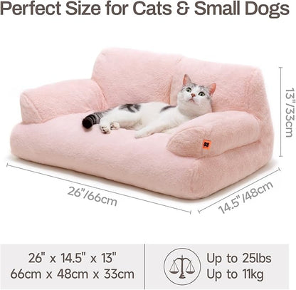 MEWOOFUN Cat Bed for Indoor Cats, Washable Dog Beds for Small Dogs &amp; Cats with Removable Cover, Fluffy Cat Couch with Non-Slip Bottom (Pink, 26.0" L X 19.0" W X 13.0" Th)