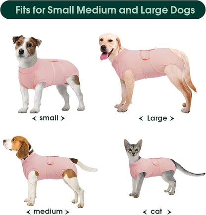 Kuoser Dog Surgery Suit Female Spay, Dog Recovery Suit Male Neuter, Puppy Clothes Onesie for Surgery Anti Licking Abdominal Wounds Pet Surgical Recovery Bodysuit Shirt, Substitute E-Collar &amp; Cone