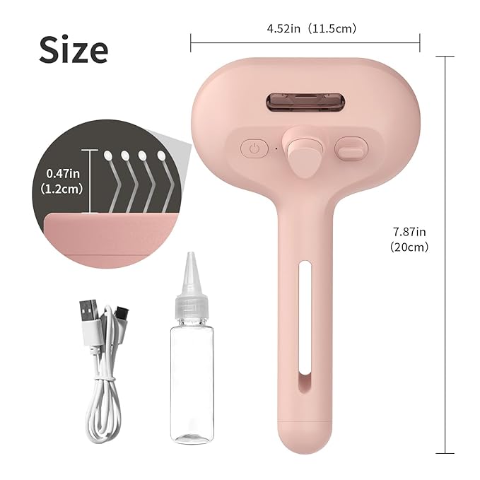 3-in-1 Self-Cleaning Steam Brush - Anti-Static, for Grooming Long &amp; Short Pet Hair, Reduces Shedding, Pink