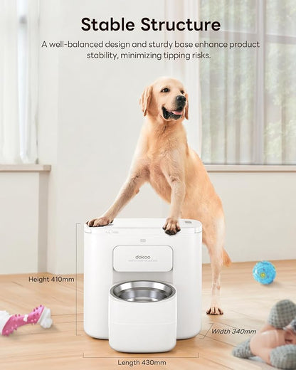 Automatic Dog Feeder for Large Breed, 15L/ 63Cups Vacuum-Sealed Storage &amp; Timed Auto Dog Food Dispenser 2in1, Airtight 100% Freshness, Anti-Blockage, Support up to 22mm Pet Food, Stainless Steel Bowl