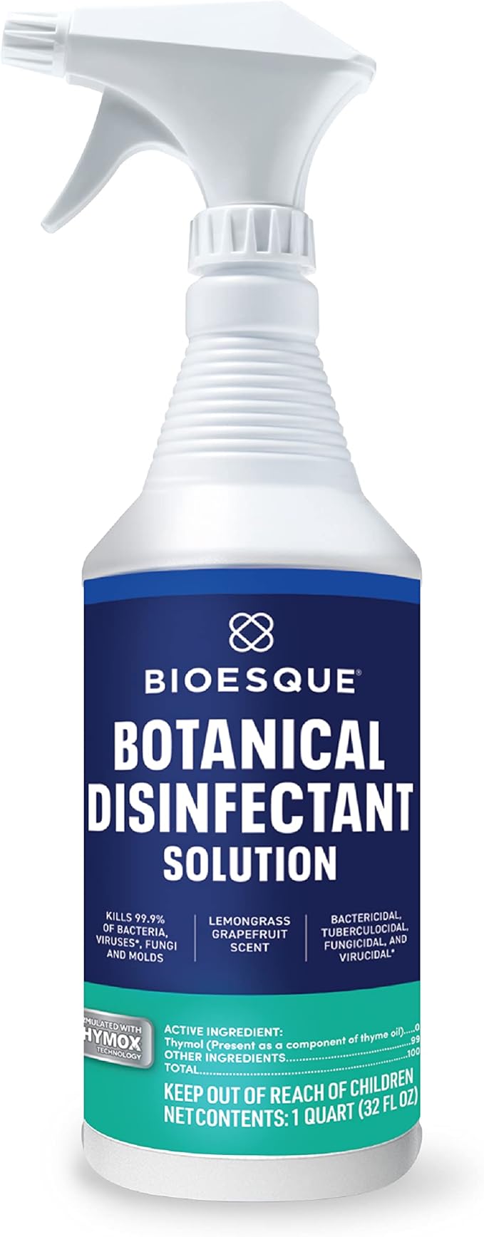 Bioesque Botanical Disinfectant Solution, Heavy Duty Broad-Spectrum Disinfectant, Kills 99.9% of Bacteria, Viruses*, Fungi, &amp; Molds, 32 Fluid Ounce (Pack of 1)