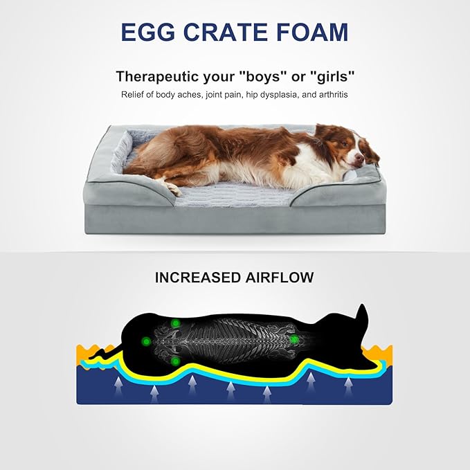FURTIME Orthopedic Dog Bed for Small Dogs - Waterproof Dog Sofa Beds Small, Supportive Foam Pet Couch Bed with Removable Washable Cover, Waterproof Lining and Nonskid Bottom, Light Grey