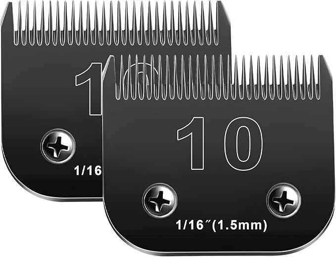 10 Blades Dog Grooming Blades Compatible with Andis/Oster A5/Wahl KM-10 Series Dog Clippers,Detachable Clipper Replacement Blade,Black,Size 10 Blade 1/16" (10