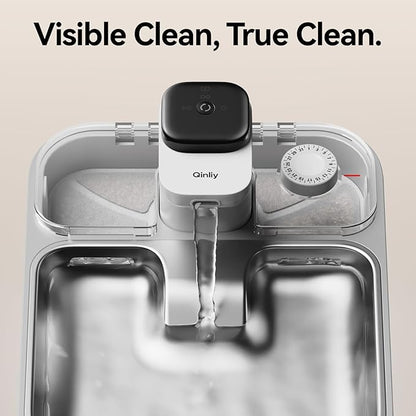 Stainless Steel Cat Water Fountain Wireless for Cats Indoor, Automatic Metal Dog Water Dispenser,Cordless Battery Operated Pet Drinking Fountain,Rechargeable Waterer with Motion Sensor 123oz, Gray