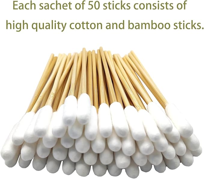 Long Cotton Swabs for Dog Ear Cleaning, 200pcs, 4.7 Inch Biodegradable Cotton Tips, Ideal for Ear Care &amp; Wound Treatment, Portable Size, Eco-Friendly