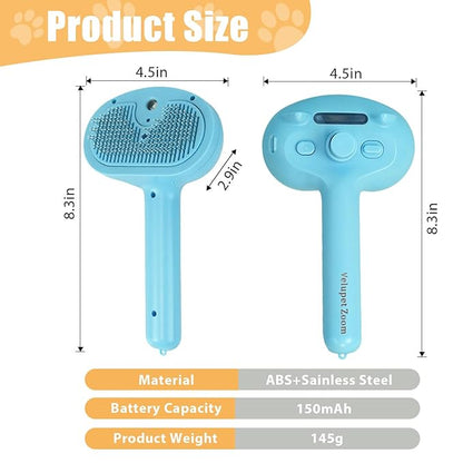 Cat Steam Brush for Shedding, Pet Steam Brush for Dog with Release Button,Anti-Static Pet Spray Hair Removal Comb,Cat Spray Comb for Long &amp; Short Haired Pets,Blue