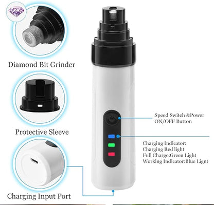 Whisperpaws Pain-Free Nail Trimmer, Stress Free Pet Nail Grooming, 2 Adjustable Speeds Electric Dog Nail Trimmer for Small, Medium, Large Dogs, Cats (1pcs)