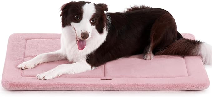 MADE 4 PETS Dog Crate Pad Bed for Large Dogs, Washable &amp; Reversible, Anti-Slip Kennel Mat for Cozy Sleeping, Soft Fluffy Dog Bed for Indoor &amp; Outdoor Use, 36"x27", Pink