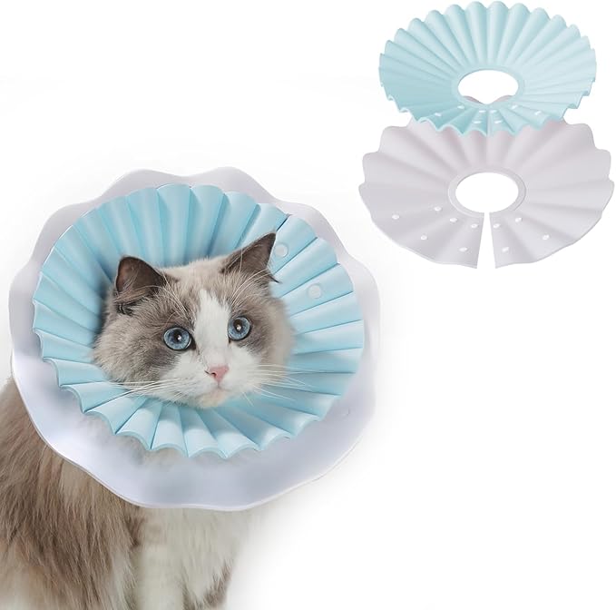 Soft Cat Cone Collar for Cats &amp; Kittens – Adjustable Lightweight Recovery E-Collar to Stop Licking, Scratching &amp; Biting After Surgery, Comfortable Wound Healing Cone Alternative (Blue, S)