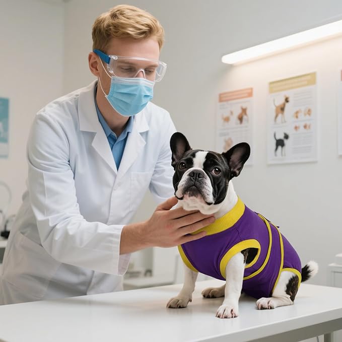 Kuoser Recovery Suit for Dogs Cats After Surgery, Professional Pet Recovery Shirt Dog Abdominal Wounds Bandages, Substitute E-Collar &amp; Cone,Prevent Licking Dog Onesies Pet Surgery Recovery Suit