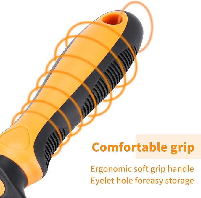 Pet Grooming Tool - 2 Sided Undercoat Rake for Cats and Dogs - Safe Dematting Comb for Easy Mats &amp; Tangles Removing - No More Nasty Shedding and Flying Hair