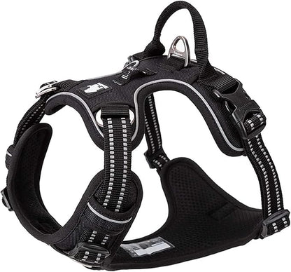 TRUE LOVE Dog Harness No Pull Nylon Reflective Pet Harness Adjustable Comfortable Control Step-in Brilliant Colors Truelove TLH56512 XL Black