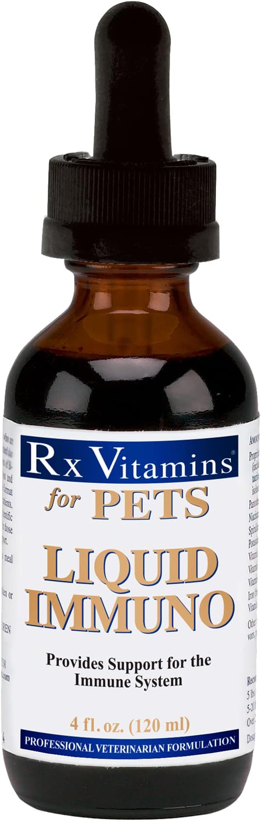 Rx Vitamins Liquid Immuno Dog and Cat Immune Support - L-Lysine for Cats - Reishi Mushroom Supplement for Dogs - Feline &amp; Canine Immune System Support - Bacon Flavor - 4 oz