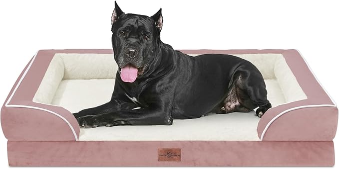 Comfort Expression XXL Orthopedic Dog Beds, Waterproof Orthopedic Foam Extra Large Dog Beds, Washable Pet Sofa Couch with Removable Cover &amp; Non-Slip Bottom(XX-Large,Pink)