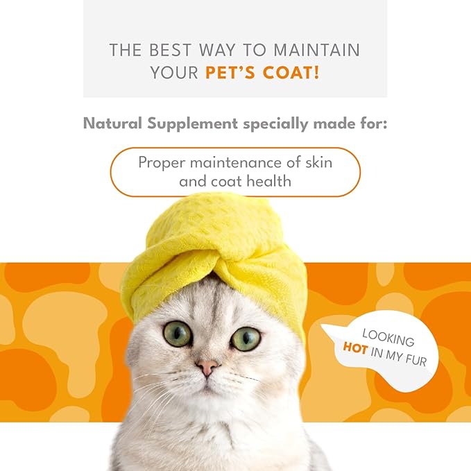 BIOFUR: Omega 3 Supplement for Cats &amp; Dogs - Puppy Essentials &amp; Dog Allergy Relief - Vitamins, Minerals for Feline &amp; Canine Skin, Coat Health, Nutrition, Well-Being, Orange