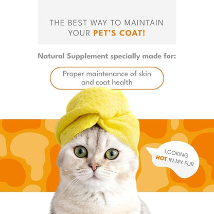 BIOFUR: Omega 3 Supplement for Cats &amp; Dogs - Puppy Essentials &amp; Dog Allergy Relief - Vitamins, Minerals for Feline &amp; Canine Skin, Coat Health, Nutrition, Well-Being, Orange