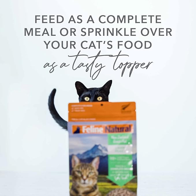 Feline Natural High Protein Dry Cat Food, Freeze-Dried Diet with 98% Meat, Organs &amp; Seafood, No Peas, Grains, or Artificial Additives, Made in New Zealand Beef &amp; Hoki, 3.5oz