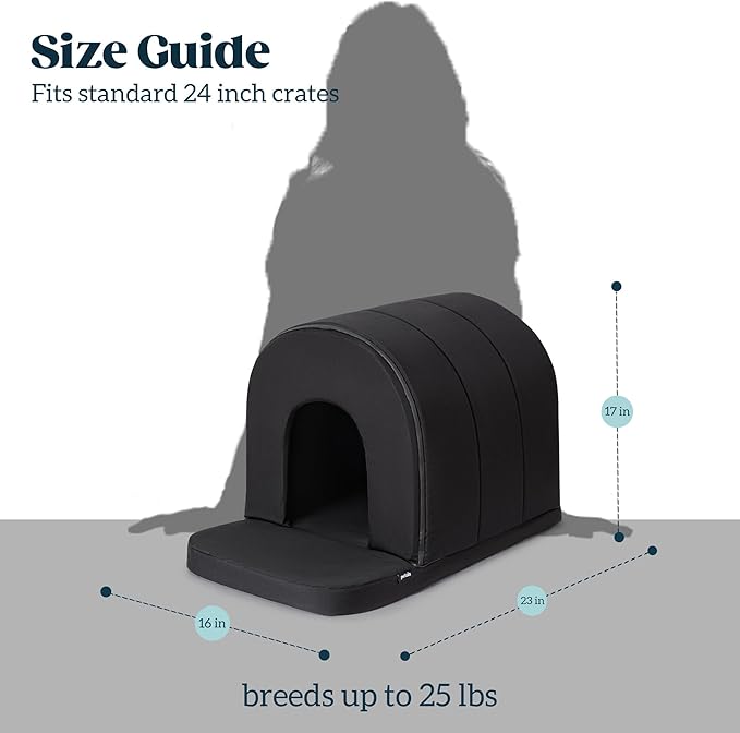Orthopedic Dog House - Outdoor Waterproof Dog Shelter w/Porch - Indoor Pet House w/Egg-Crate Foam - Cooling - Machine Washable - Ideal for Small Breeds &amp; Fits 24-Inch Crate - 23"x16"