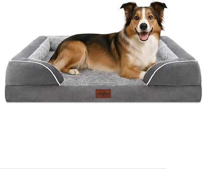 Comfort Expression Large Dog Beds Waterproof Orthopedic Foam Dog Sofa Beds Comfy Pet Bed with Washable Removable Cover &amp; Non-Slip Bottom(Large,Grey)