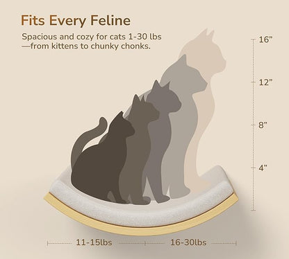 4-Piece Cats Wall Furniture with Cat Window Perch – Wood Wall Mounted Cat Shelves Set with Foam-Padded Curved Bed, Flat Perch &amp; 4-Step Cats Stairs