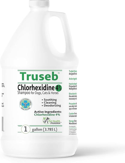 Topical Chlorhexidine 4% Shampoo for Dogs, Cats &amp; Horses (Gallon)- with Aloe for Cleansing (USA) (Chlorhexidine 4% Shampoo, 1 Gallon)