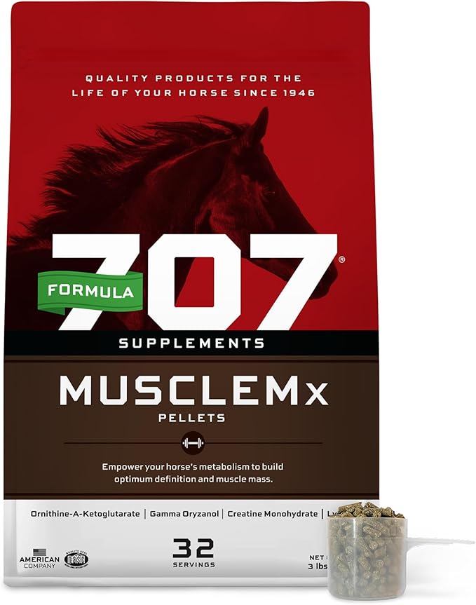 Formula 707 MuscleMx Equine Supplement, 3lb Bag – Conditioning Support and Muscle Builder for Horses with Lysine, Gamma Oryzanol, Creatine &amp; OKG