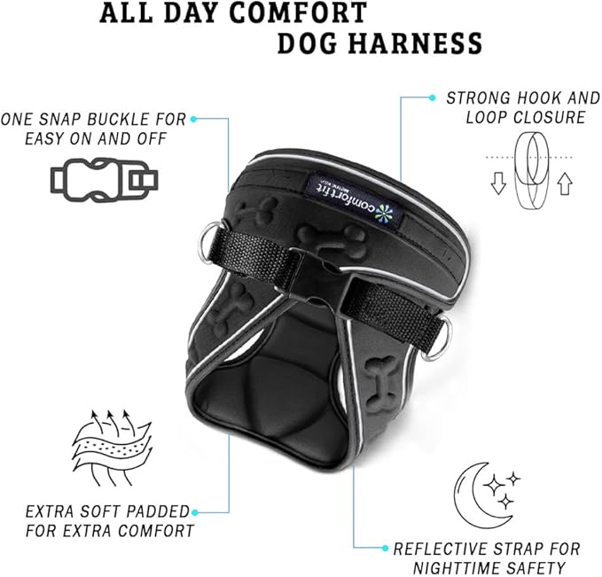 Comfort Fit Dog Harness – Adjustable No-Pull Vest for Small, Medium &amp; Large Dogs – Soft Padded Step-in Design for Easy Control – Ideal for Walking, Running &amp; Training – All-Weather Premium Dog Vest
